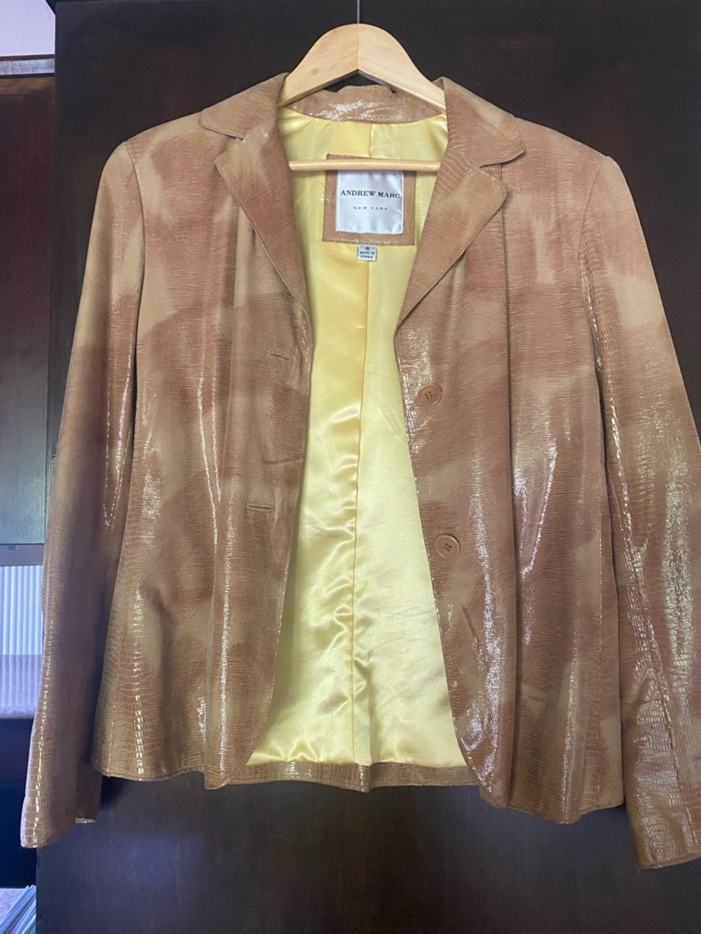 Andrew Marc Shiny Camel/Tan Women's Blazer